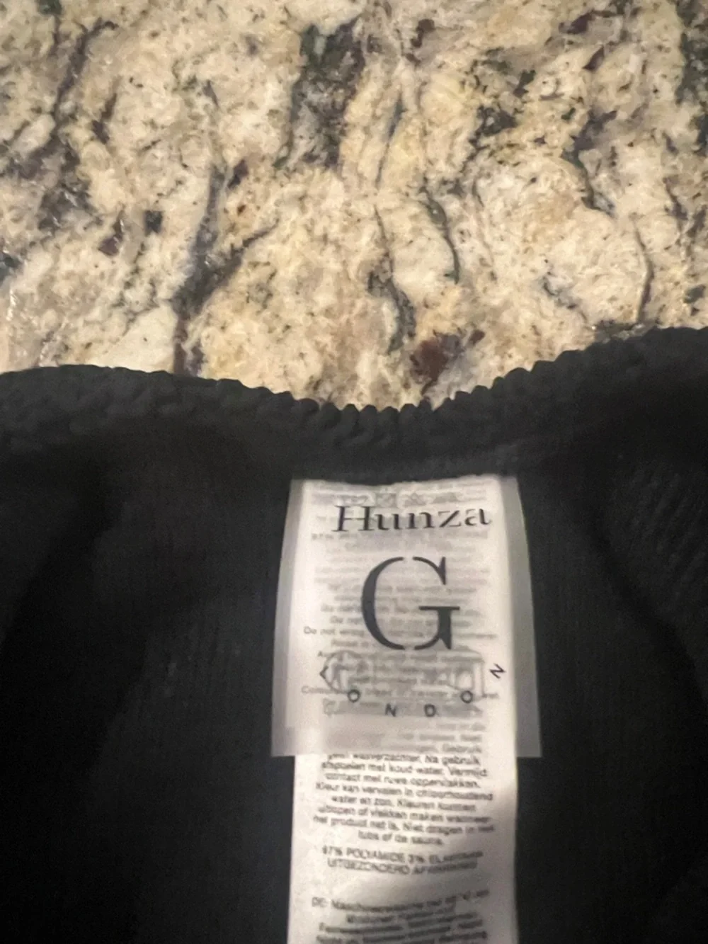 Hunza G Black Celine Swimsuit One Piece One Size Crinkle Loop Swimwear Noir NWOT - Picture 7 of 9